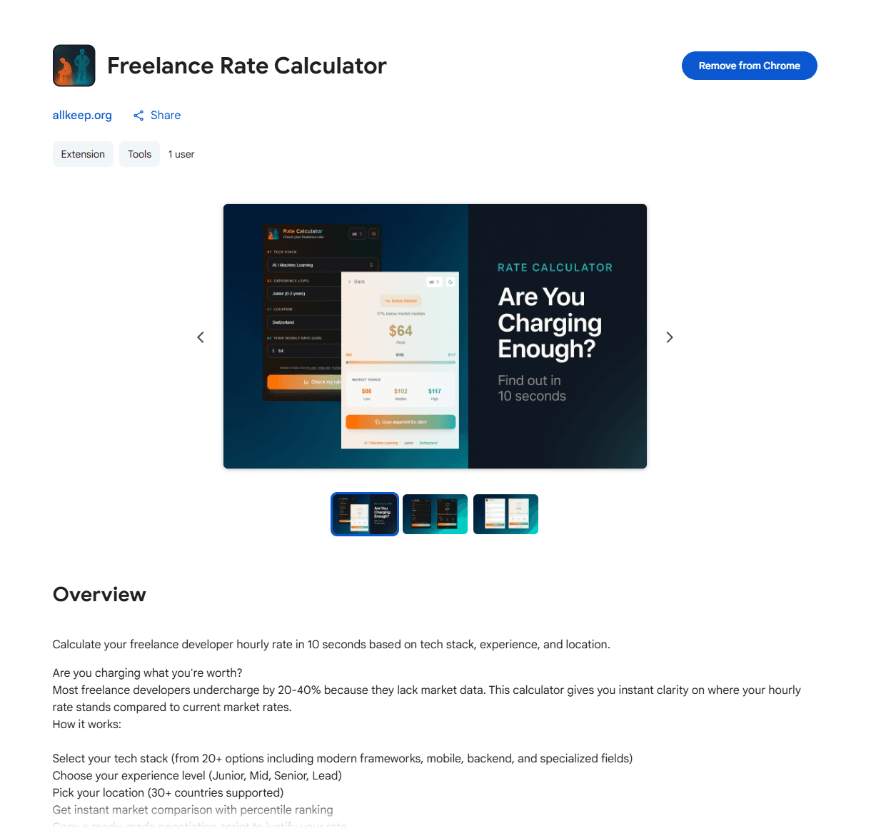 Extension published in Chrome Web Store