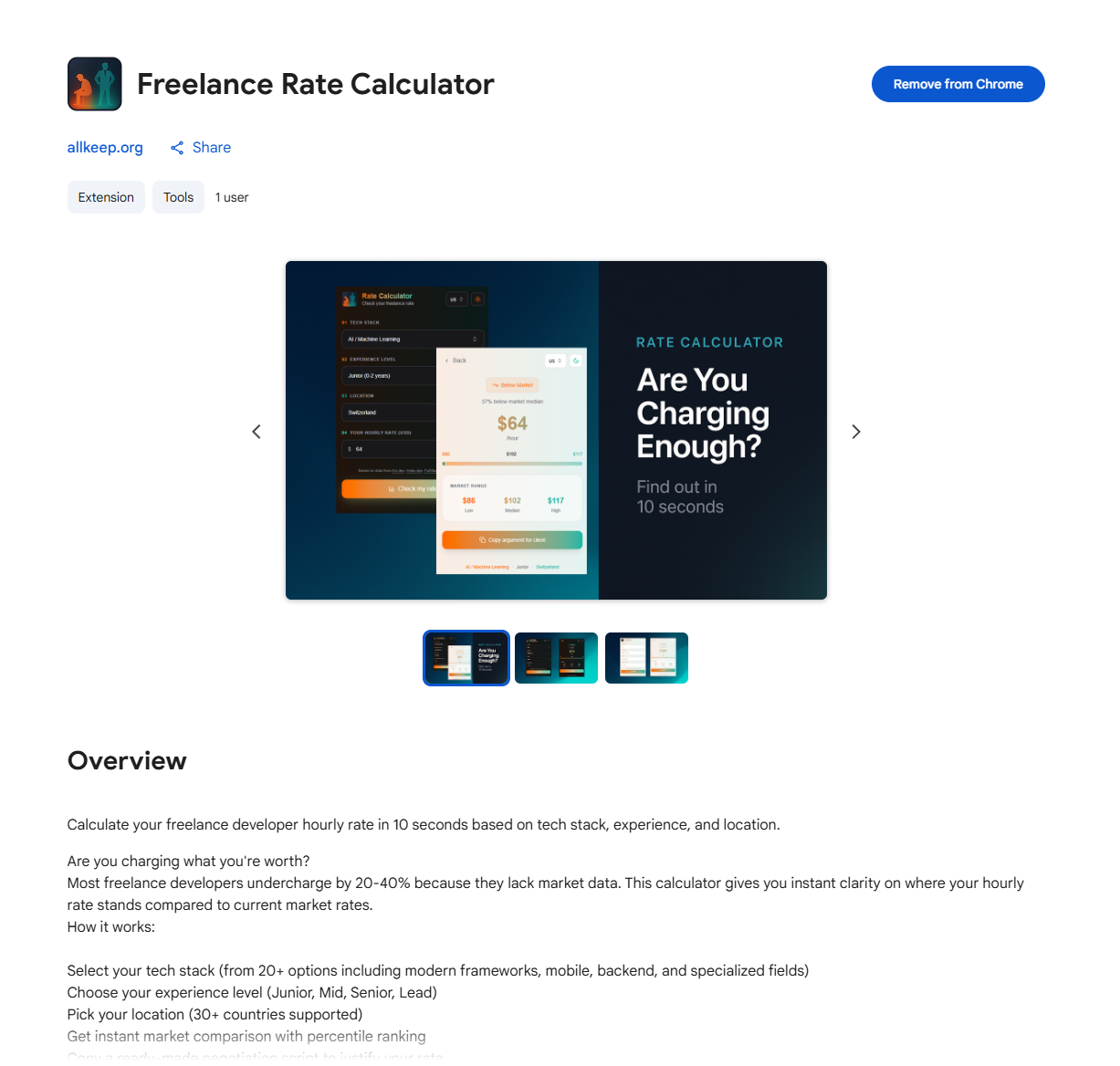 Extension published in Chrome Web Store